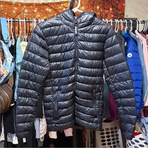 🔥 Calvin Klein Packable Down Puffer Jacket – XS – Hooded – Shiny Black 🔥